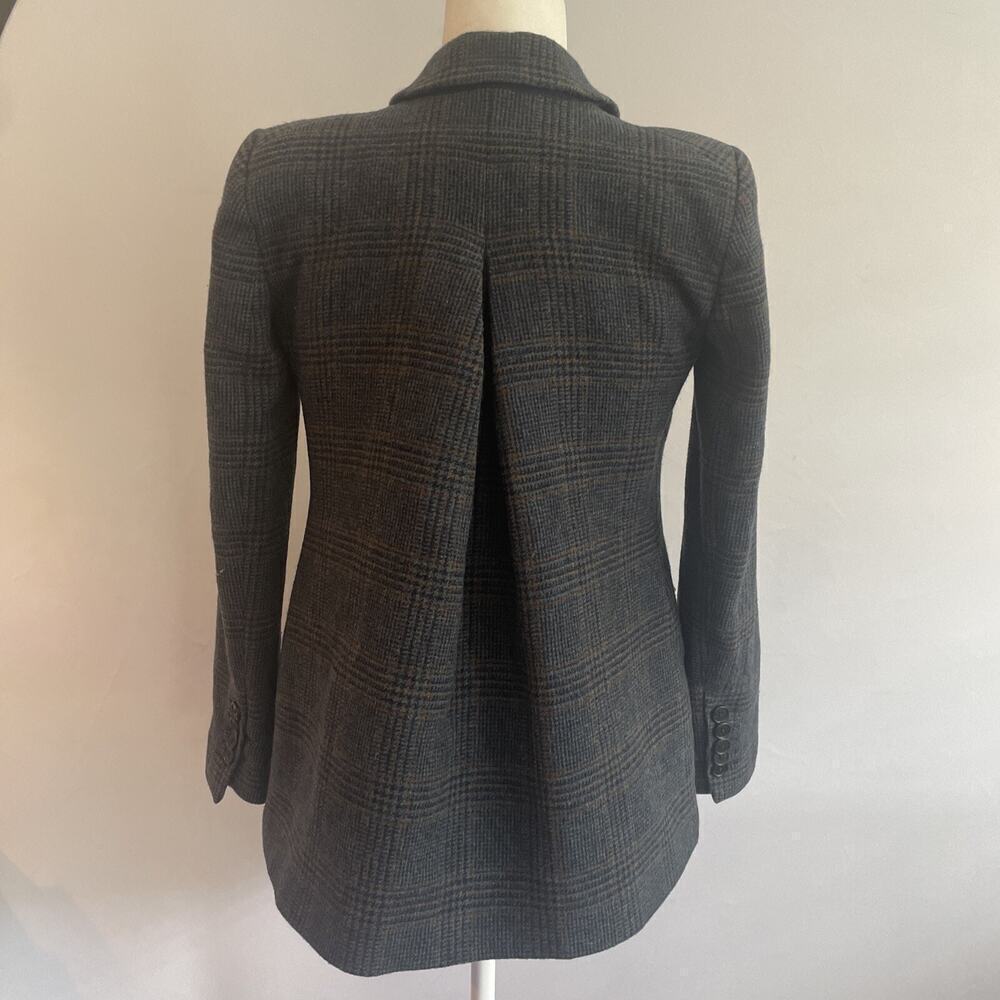 Veronica Beard Yareli Blazer Jacket Wool Glen Plaid Gray Blue Double Breasted 0 - Picture 7 of 9